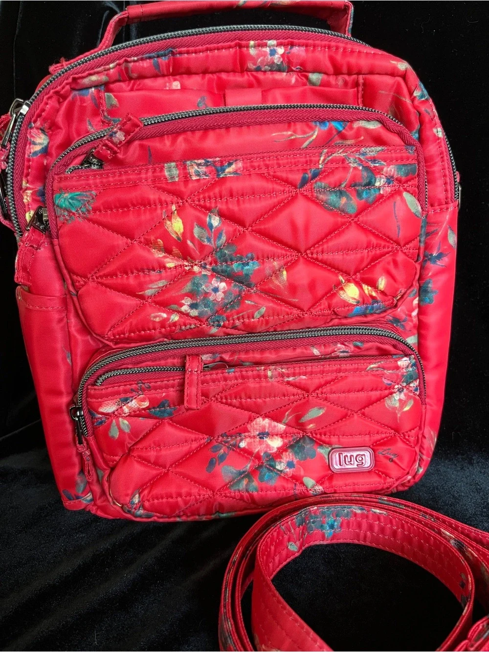 LUG Compass Crossbody Bag Bouquet Red Floral